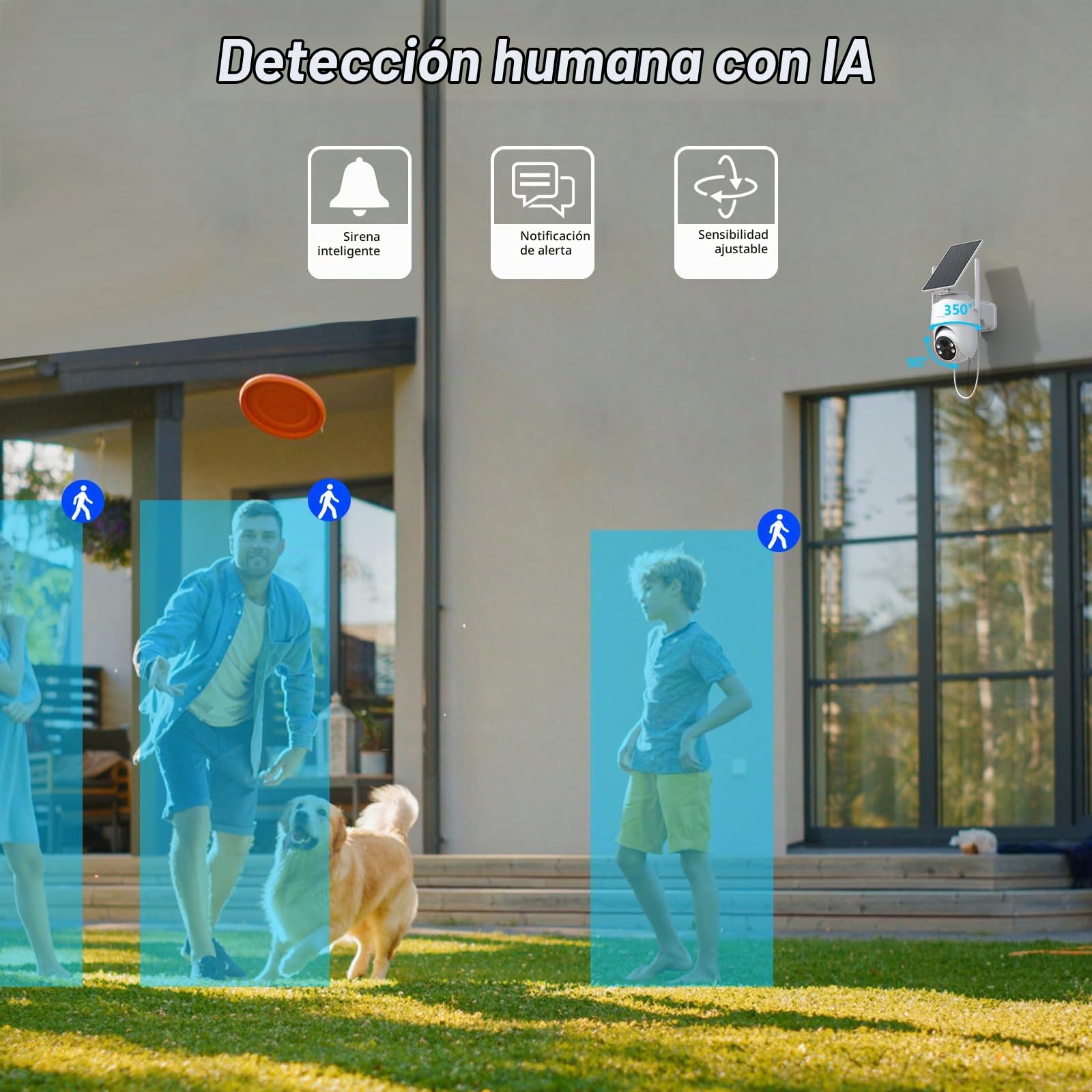 GALAYOU Cámara Vigilancia Exterior Solar con Batería - 2K Cámara sin Cable con Visión Nocturna en Color, 2.4GHz WLAN, Sensor de Movimiento PIR, Audio Bidireccional, Compatible con Alexa, R1 (2)