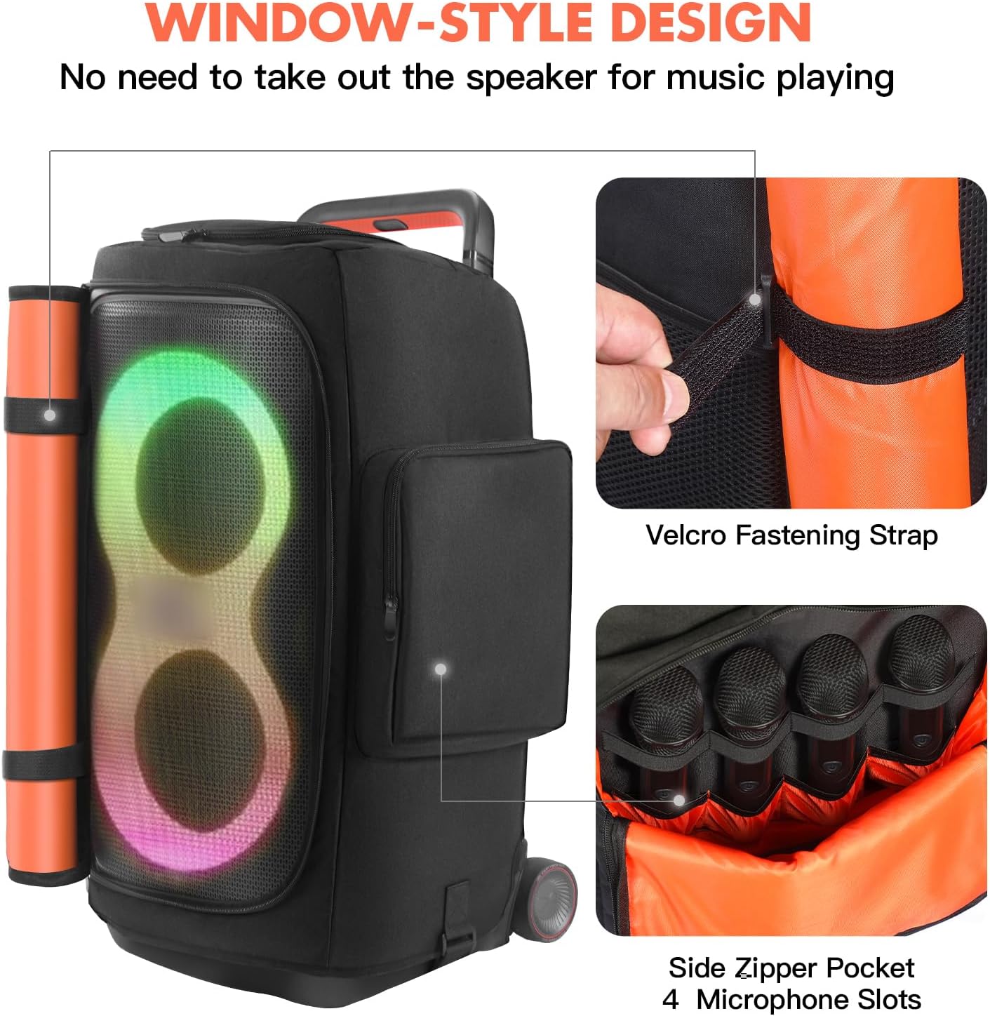 Speaker Case Compatible with JBL PartyBox 520,Bottomless Speaker Dust Cover Storage Bag Fits for JBL PartyBox 520 for Outdoor Travel,Portable Cover Only(Without Wheels and Pull Rod) - Image 6