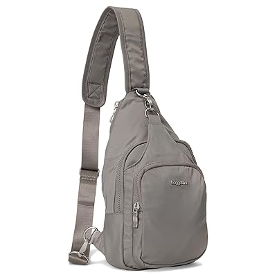Baggallini Central Park Sling Backpack Bags Steel Grey Twill, Nylon