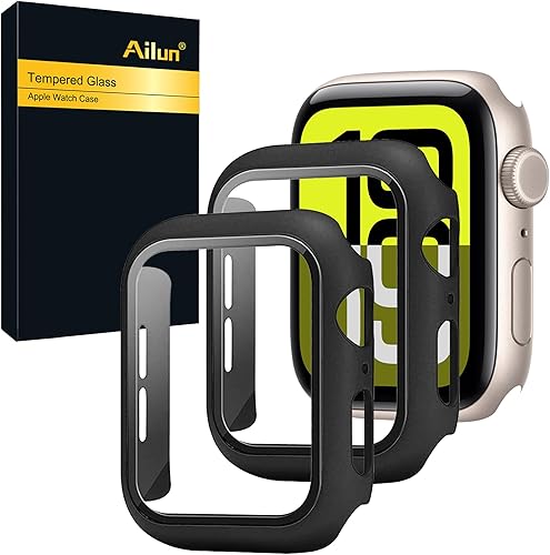 Ailun Protector de pantalla para Apple Watch SE 20222020, Series 654 1.575 pulgadas, carcasa rígida ultrafina de policarbonato integrado de vidrio