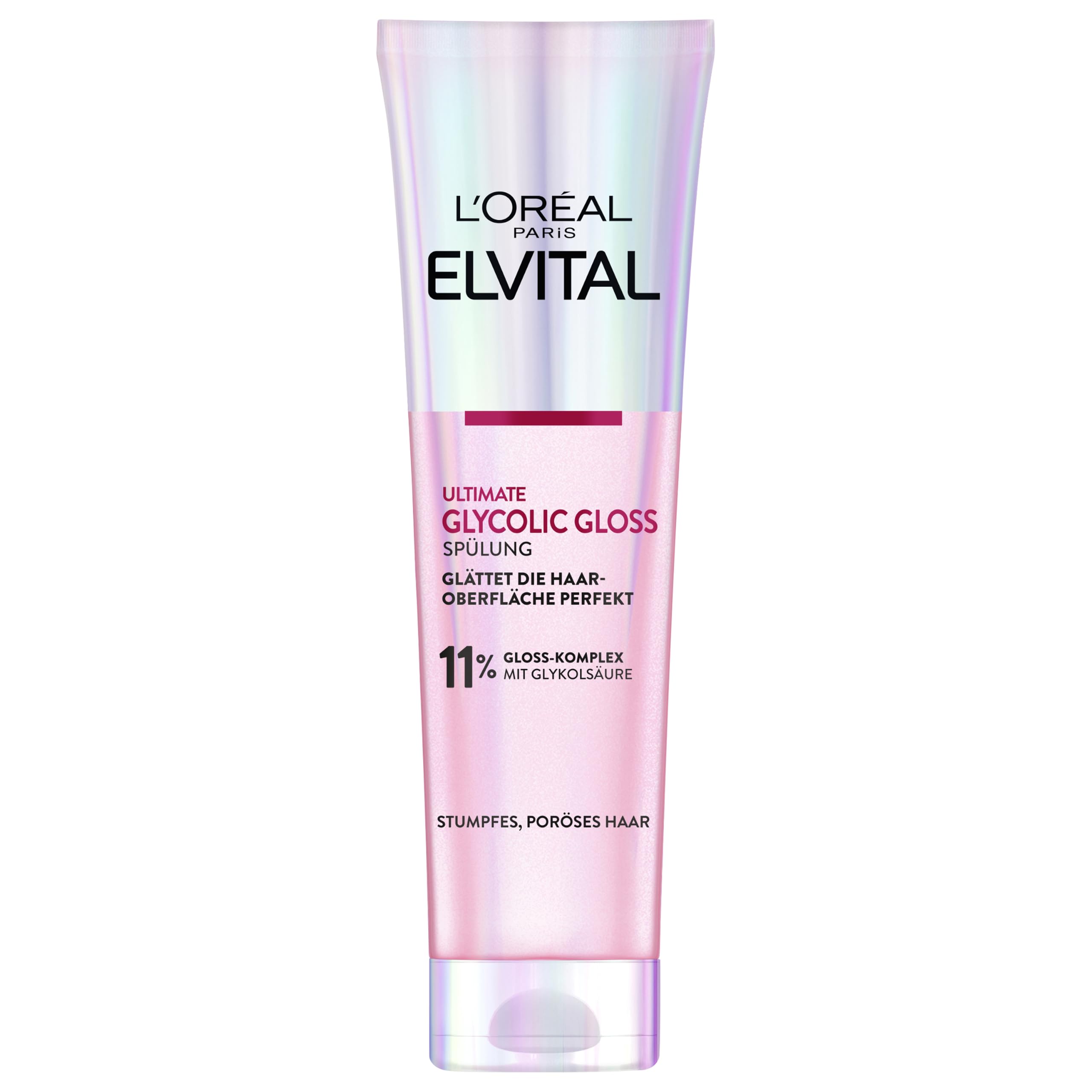 L'Oréal Paris Elvital Glycolic Gloss Spülung für glanzloses und stumpfes Haar, Haarpflege für gesunde Haare und ultimativen Glanz, Regeneration der Haarversieglung, Conditioner mit Glykolsäure, 150ml