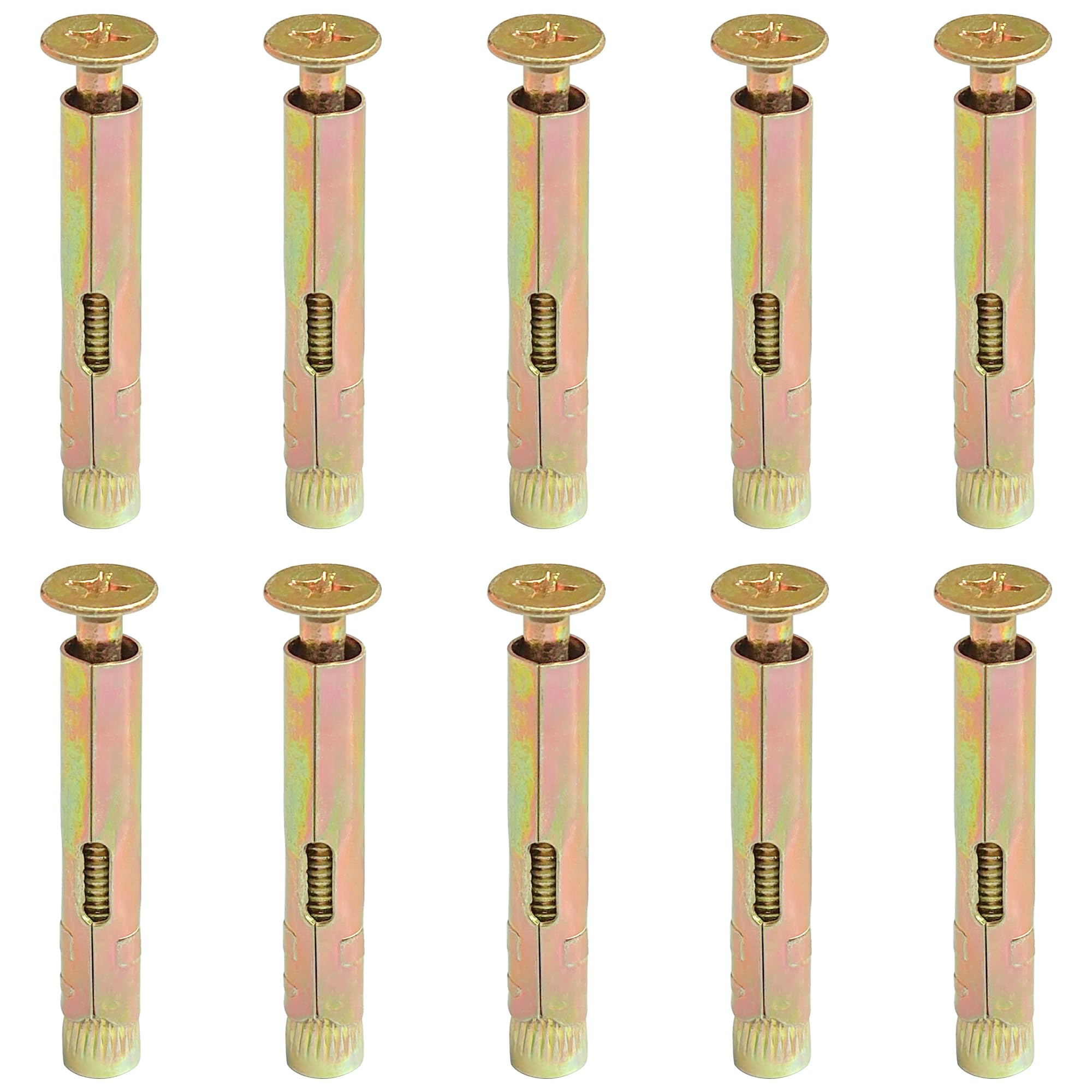 10 PCS Metal Expansion Bolts - Flat Head Cross Drive Design (M10 x 70mm) - Image 2