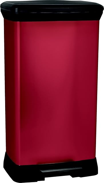 CURVER 187181 Metal/Plastic Black Rectangular Pedal Bin - 50 Litres, 39 x 29 x 73 cm
