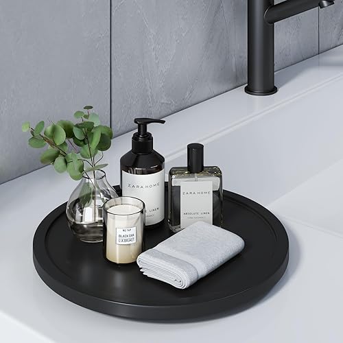 SPEDOL Bandeja de baño antideslizante giratoria 360 Lazy Susan de 10 pulgadas (C01-negro, 10 pulgadas)