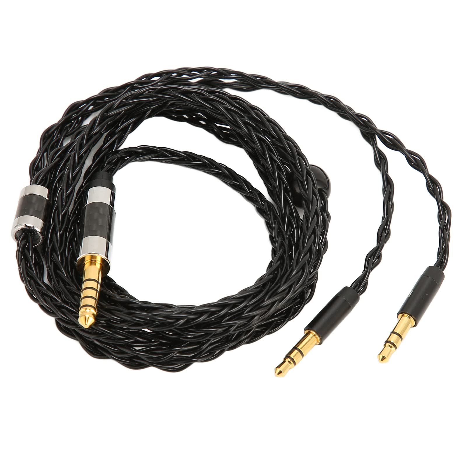 ASHATA Kopfhörer Audiokabel, 8 adrig, Symmetrisch, 4,4 Mm auf Zwei 3,5 mm Aux Audiokabel, Versilbert, für MDR Z7 Z1R, für Teloon D7100 D7200 D600 D9200, für T1 T5, 1,2 M