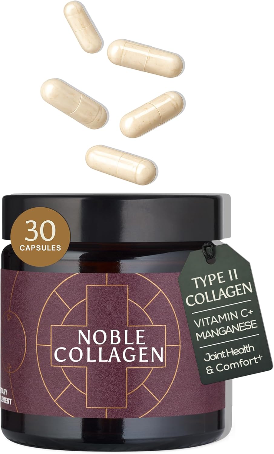 Ancient + Brave Noble Collagen Capsules 30 Servings, Type 2 Collagen for Women, with Vitamin C, Manganese, Boswellia Serrata and Targeted Nutrients, for Mobility Support and Daily Wellness