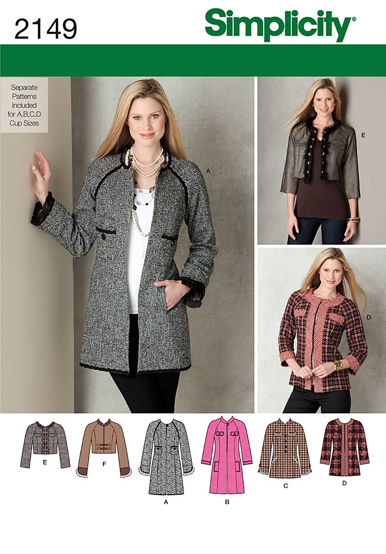 Patron de couture Simplicity 2149 pochette de patrons de vestes multi-tailles R5