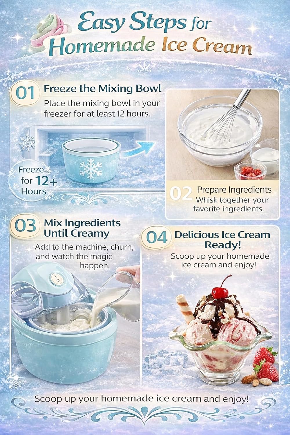 Small Home Mini Ice Cream Maker, 500ML Electric Single Serve Gelato & Frozen Yogurt Machine, 15-Minute DIY Dessert Maker with One-Touch Operation for Kitchen & Family Treats (Green)