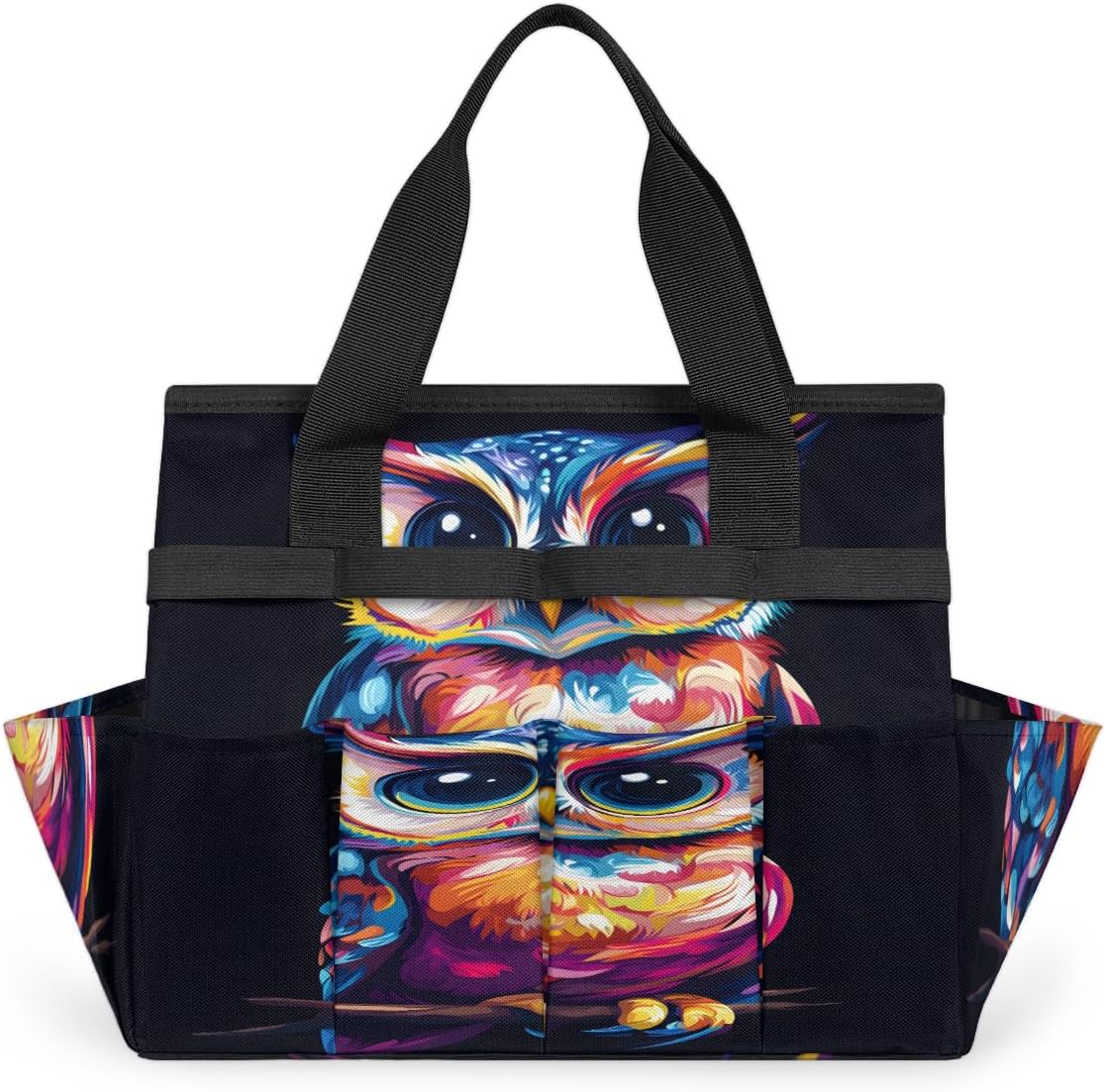Animal Owls Pattern Garden Tool Bag for Women Men Garden Storage Tote Bag with 10 Pockets & Handle Gardening Tool Organizer for Garden Patio Indoor Outdoor