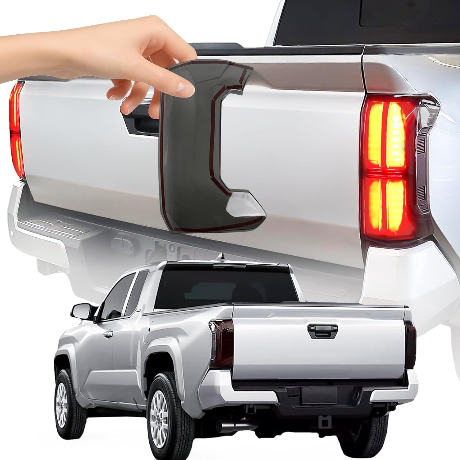 Taillight Protector Cover Fit for Toyota Tacoma 2025-2024, Smoked Black Tail Lamp Shield, Custom Fit 2PCS, Peel Stick, Gen 4 Tacoma Accessories