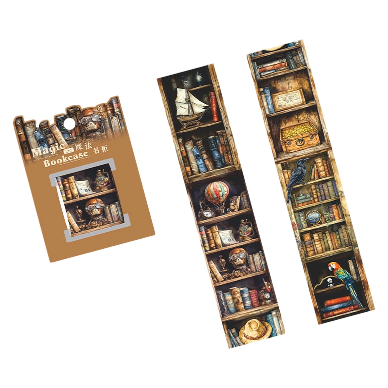 Magical Bookshelf PET Sticker Waterproof Scrapbooking Decorative Tape 40mmX2m for Journaling Planner Notebook Waterproof Journaling Sticker