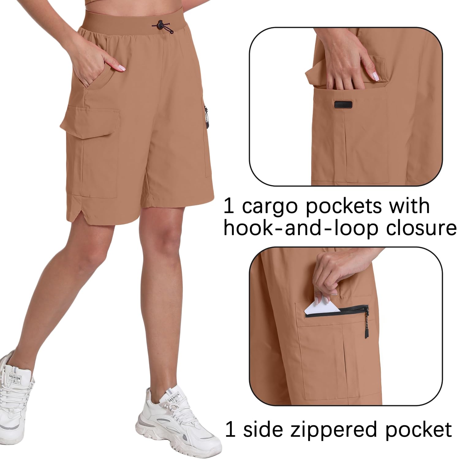  Women's Hiking Cargo Shorts with Pockets Quick Dry | Athletic Gym for Women Exercise Lounge thumbnail