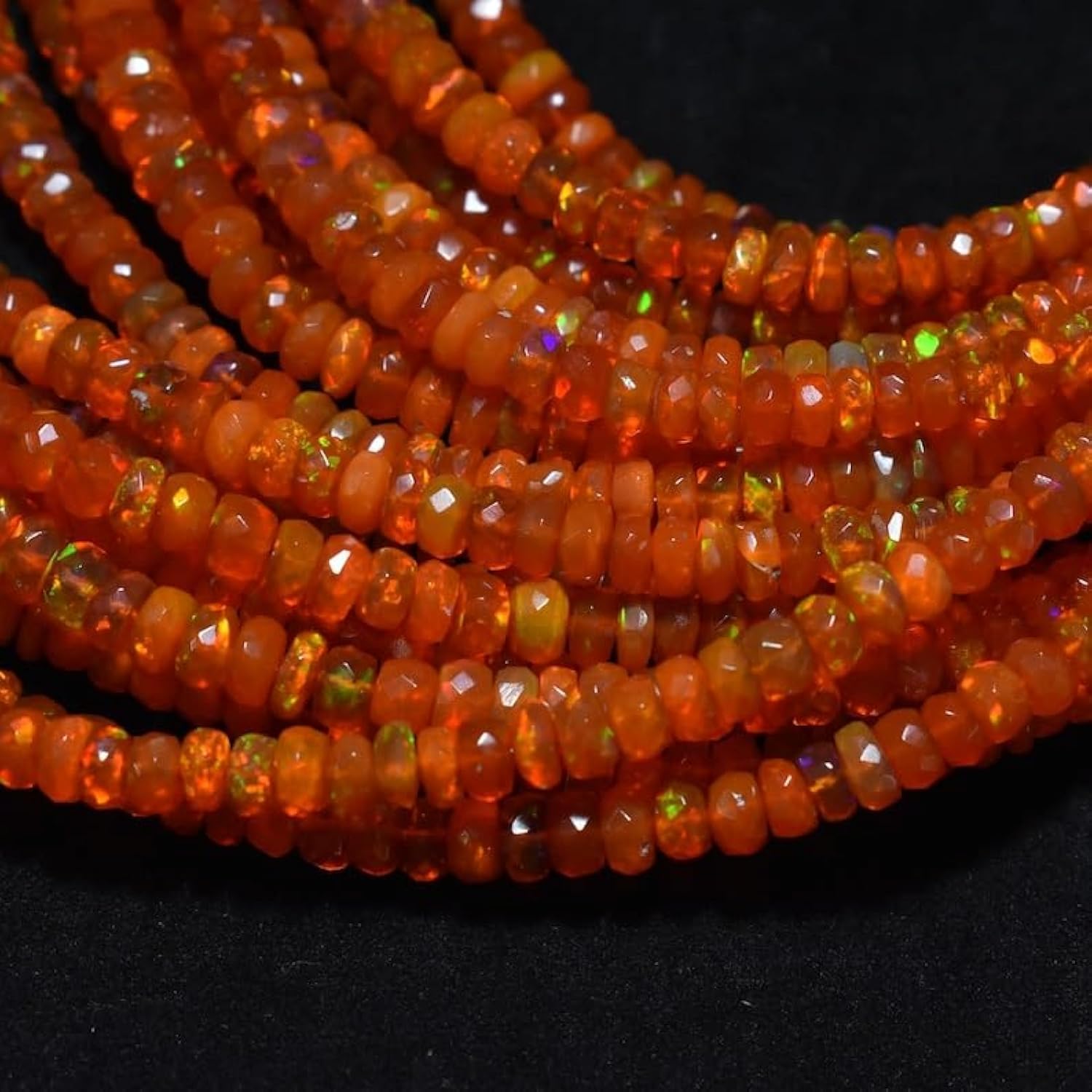 Perles rondes à facettes orange naturelle éthiopienne pour enfilage facile