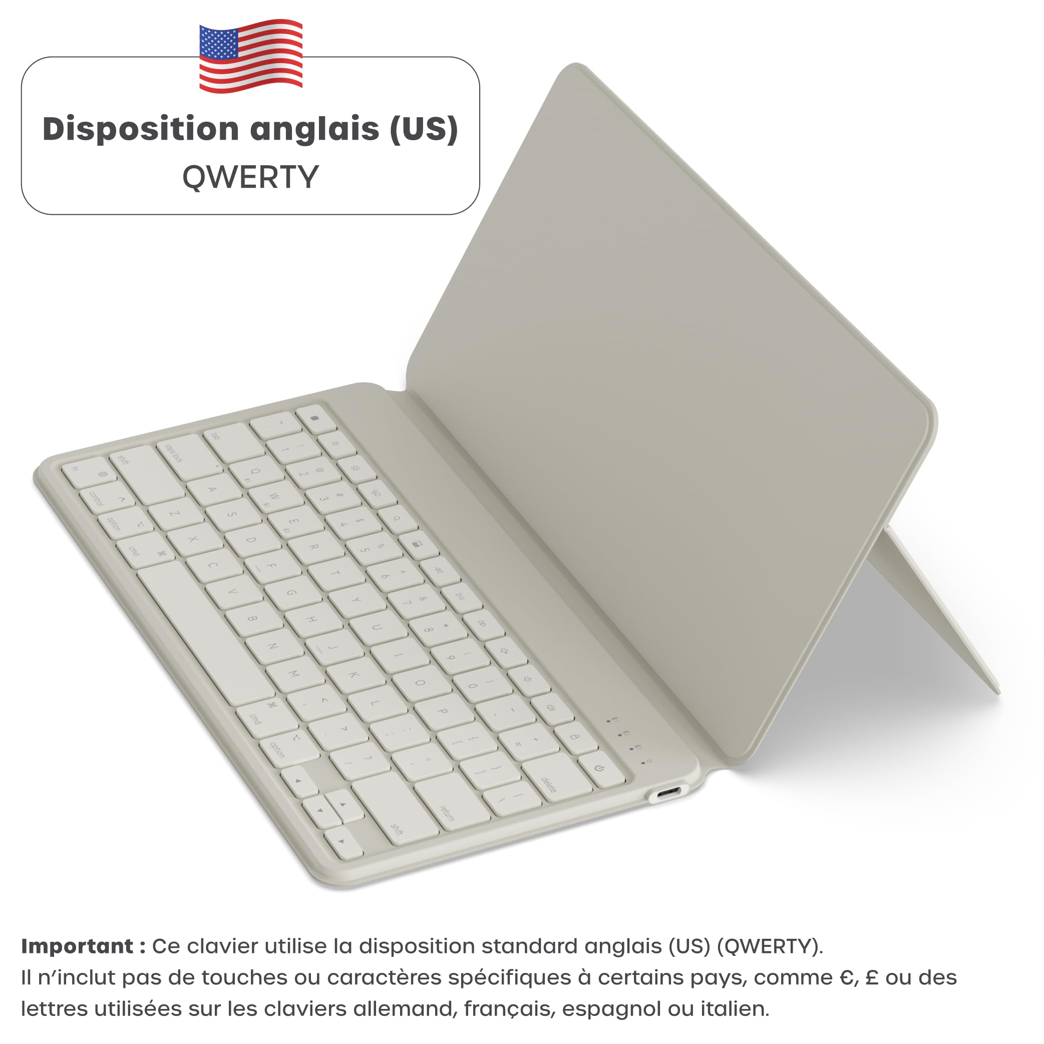Satechi OntheGo Clavier sans Fil Bluetooth avec Support, QWERTY US, Beige