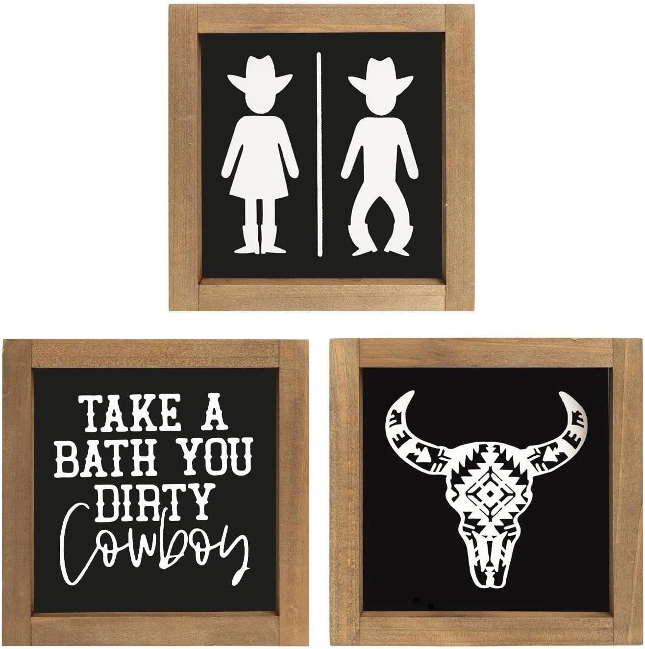 flangairy Western Bathroom Wall Decor, Cowboy Take A Bath You Dirty Signs