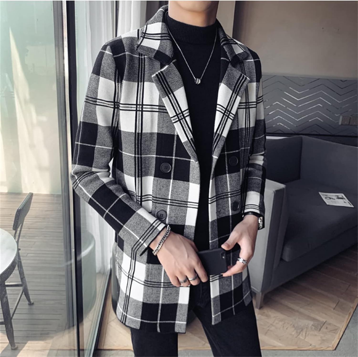 コート メンズ チェスターコート メンズラペルニットトレンチコート