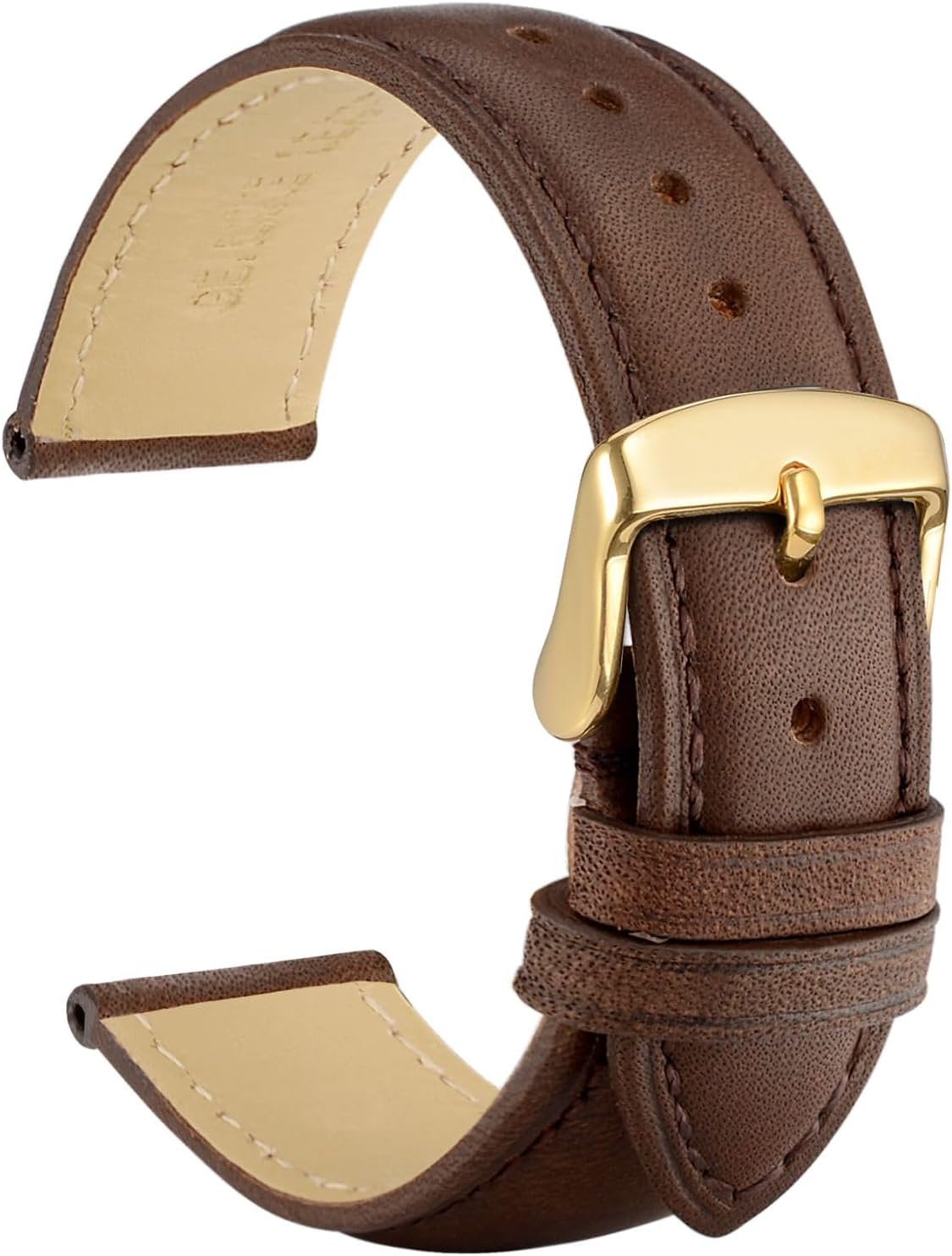 WOCCIVintage Leather Watch Straps with Clasp Gold, Replacement Strap for Men and Women, Watch Strap 14 mm, 16 mm, 18 mm, 19 mm, 20 mm, 21 mm, 22 mm