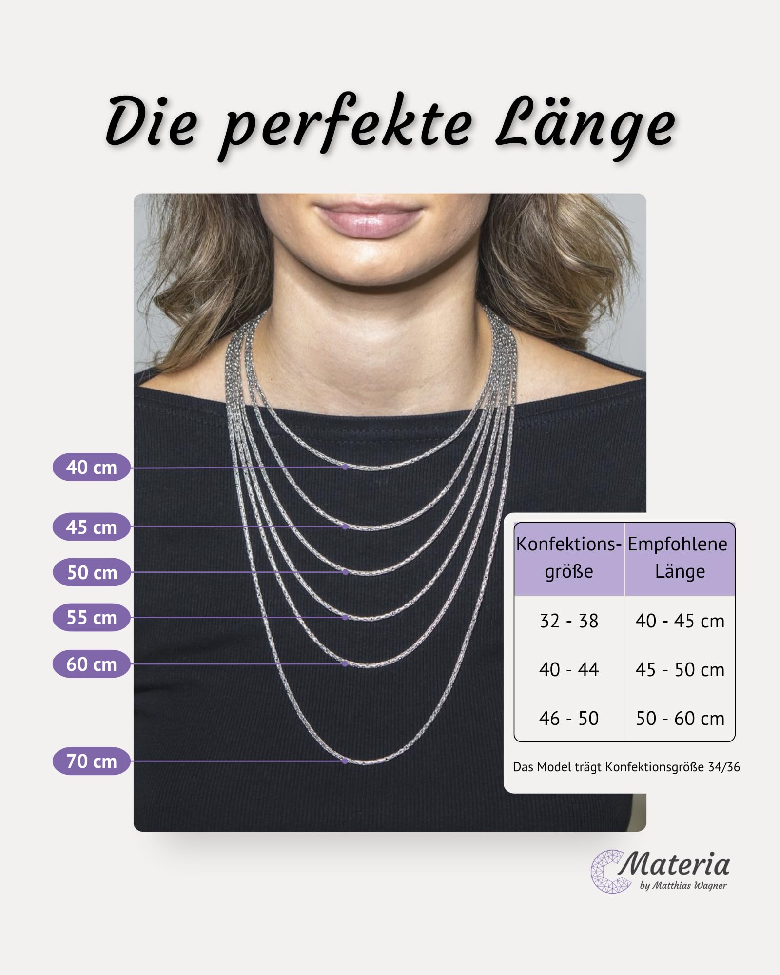 MATERIA by Matthias Wagner 925 Silber Königskette Herren Halskette 2,5mm rund rhodiniert 40-70cm + Schmuck Box #K74