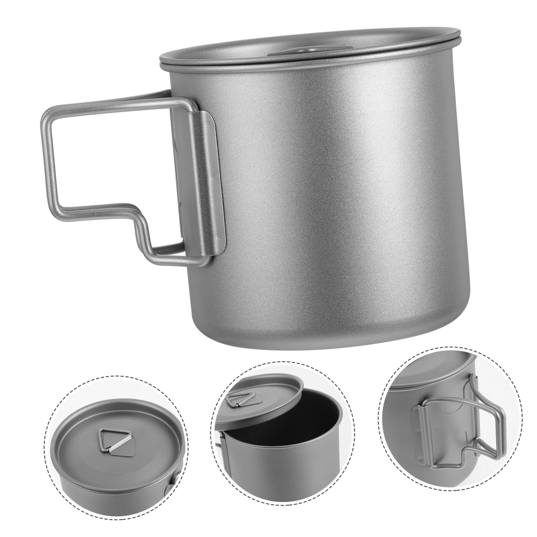 TOYANDONA Tazza da Campeggio in Titanio con Coperchio Tazza da Caffè Pieghevole e Portatile per Escursionismo all Aperto Cucina e Bollitura Leggera e Salvaspazio