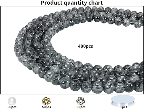 Miniatura 89 de Pamir Tong 1500 cuentas redondas de vidrio de 0.236 pulgadas a granel, cuentas de jade imitativo, cuentas sueltas para hacer joyas, aretes, collares