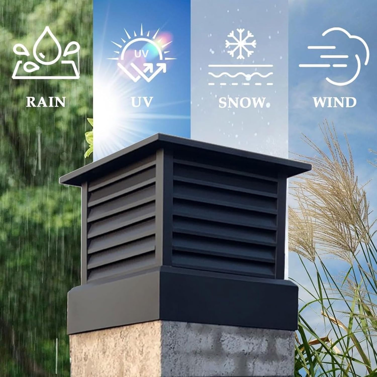 Square Aluminum Chimney Cap Chimney Flue Cap Cover Rainproof Prevents Air Backflow Suitable for Fireplace Exhaust Outlets, Terminale Canna Fumaria(65x65cm/25.59x25.59in)
