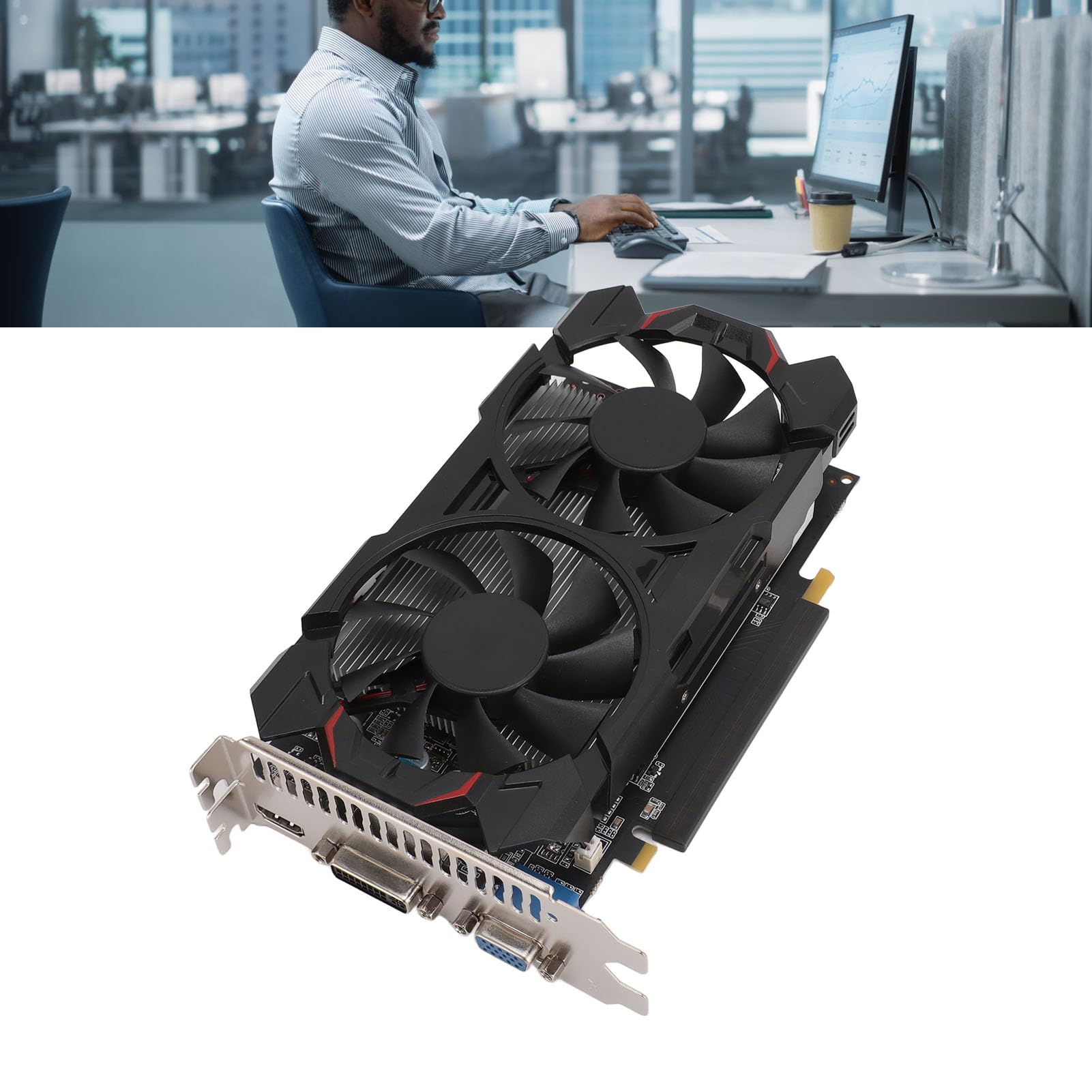 LICAEVEY Karta Graficzna 8GD5 PCIe, 8 GB GDDR5 128-bitowy Podwójny Wentylator, Niskoszumowa, Wydajna Karta Graficzna do Komputerów Stacjonarnych do Gier, z Kondensatorami