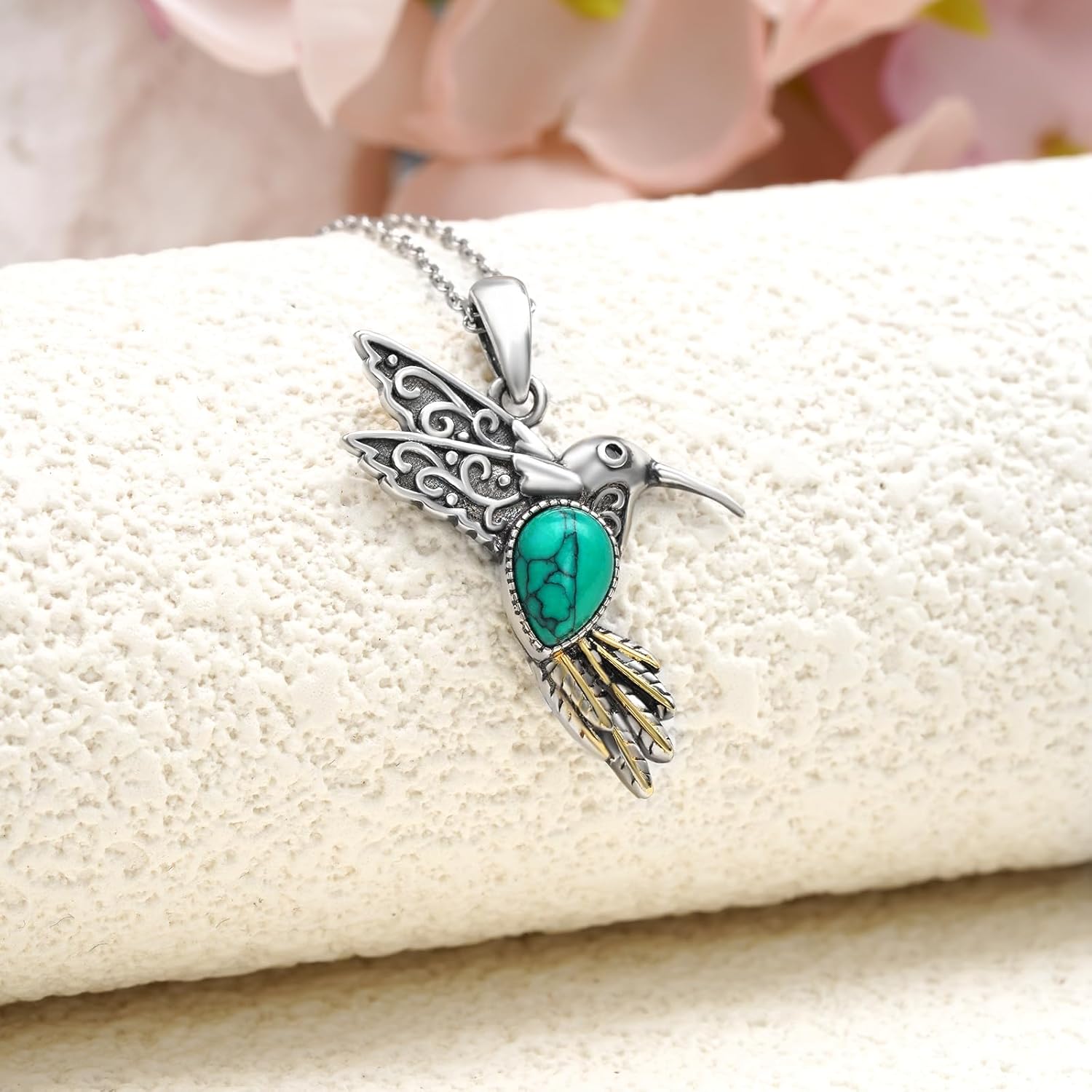 Western Turquoise Necklace 925 Sterling Silver Turquoise Cross/Dragonfly/Cow Tap/Butterfly/Hummingbird/Snake/Horseshoe Pendant Necklaces Turquoise Jewelry Gifts for Women Men - Image 2