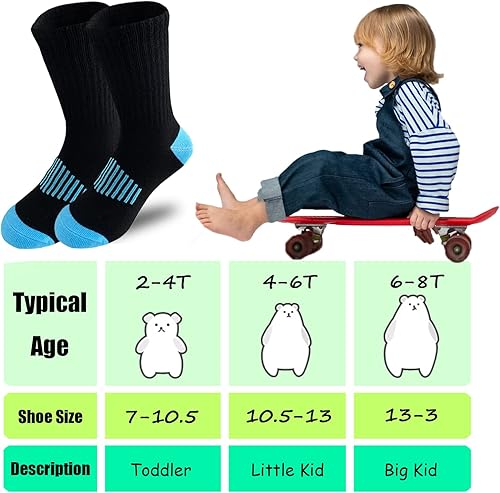 Miniatura 3 de JAMEGIO Calcetines deportivos para niños, 12 pares de calcetines deportivos de algodón para niños pequeños y grandes