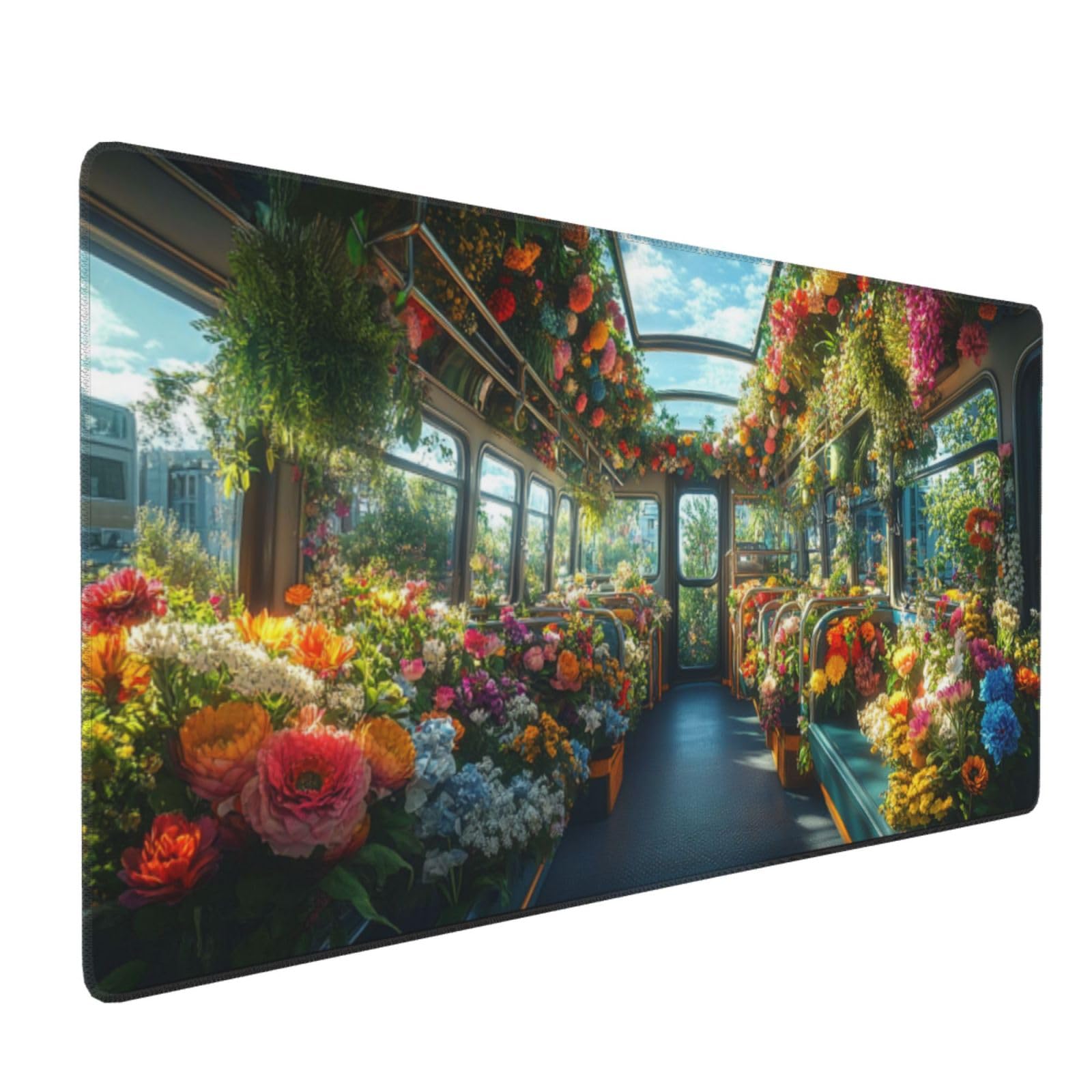 Fiore Tappetino Gaming 1000x500x3mm, Grande Tappetino Scrivania XXL Treno, Bordi Cuciti Tappetino per Mouse ad Tracciamento di Precisione Migliora precisione e velocità, Accessori Ufficio Decor-z466
