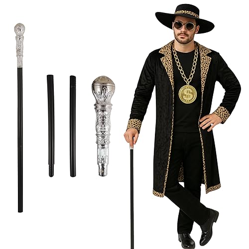 Gold or Silver Top Costume Cane – 85cm Long Fancy