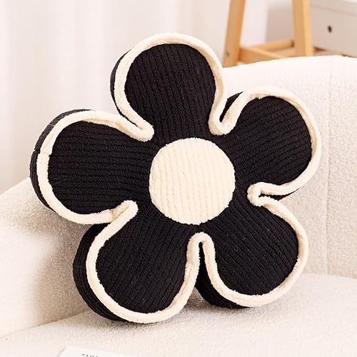 Kcvvcr Soft Flower Shaped Floor Cushion, Plush Decorative Throw Pillow, Cute Seating Cushion, Room Decor Pillow for Sofa Couch Bed (13.7 Inch, Black) - Black - 13.7 Inch