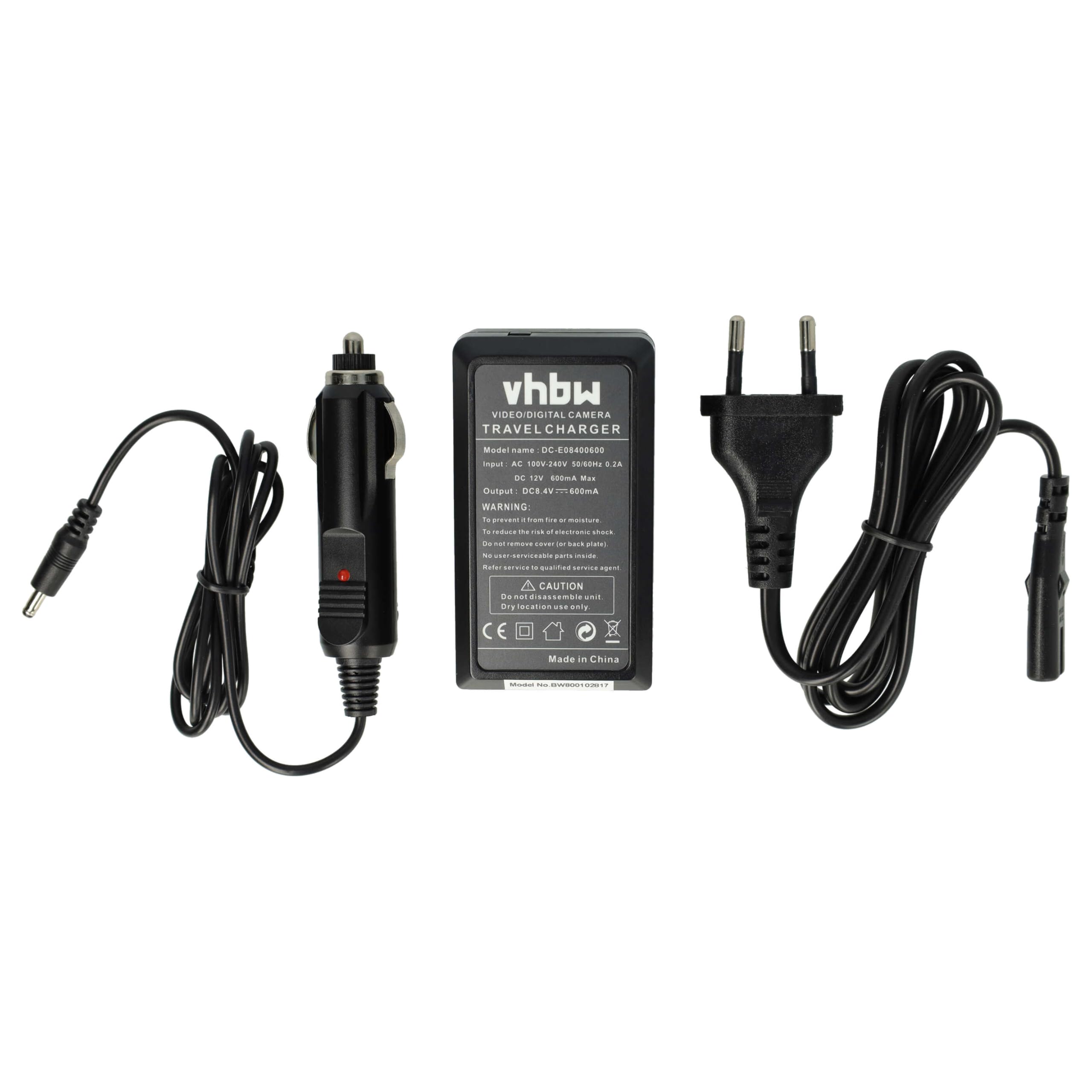 Vhbw Caricabatterie USB Portatile Per Batterie Panasonic Lumix DMC-TZ90, TZ96, TZ100, GX9 E Action Cam