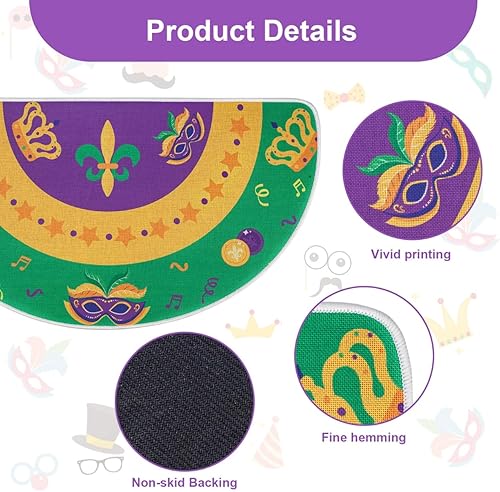 Miniatura 4 de Foyego Tapete de bienvenida para exteriores, tapete de bienvenida para carnaval, tapete medio redondo, antideslizante, para entrada de vacaciones,