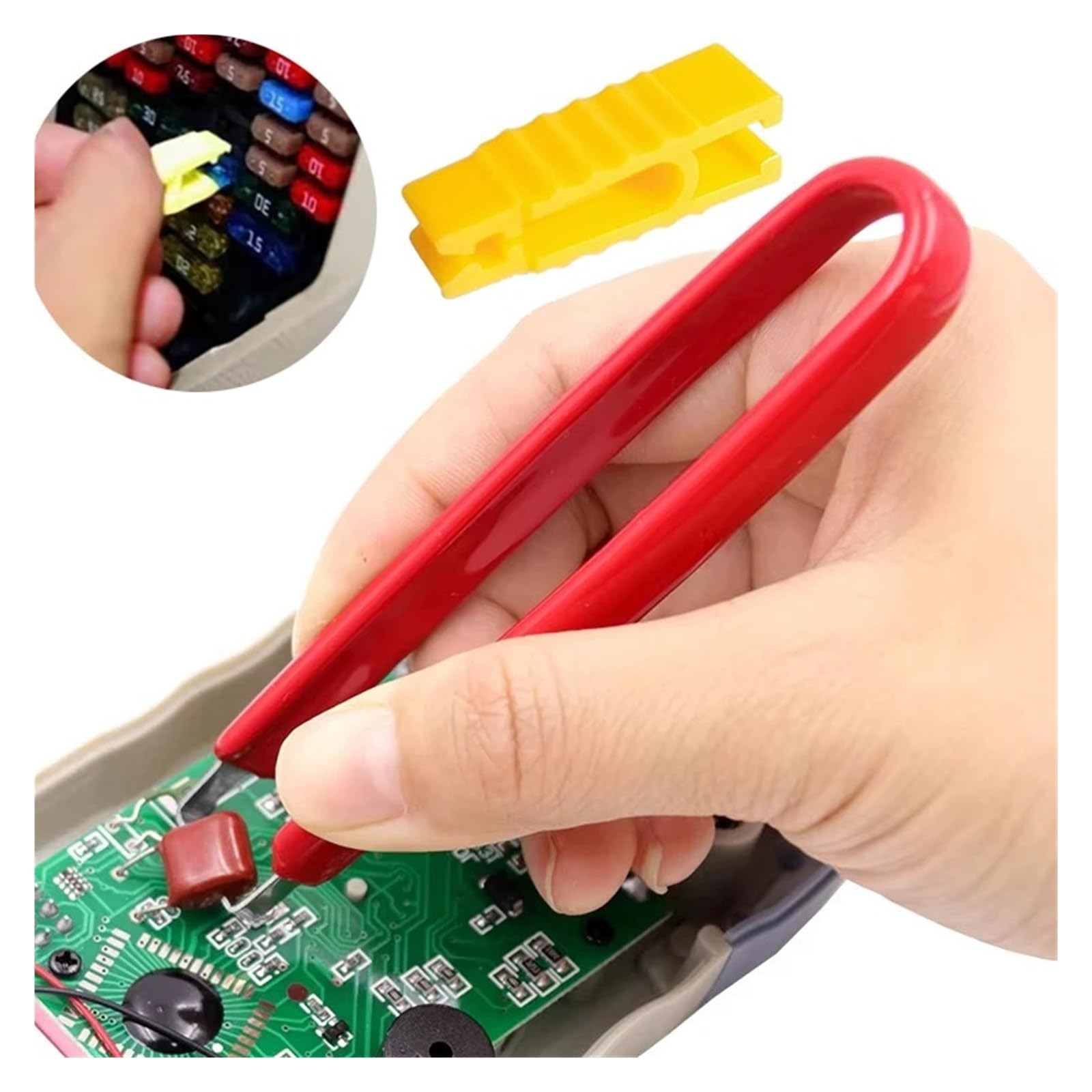 Estrattore per fusibili auto DIP IC Chip estrattore strumento di rimozione 2 in 1 kit di riparazione (giallo, 1 pezzo)