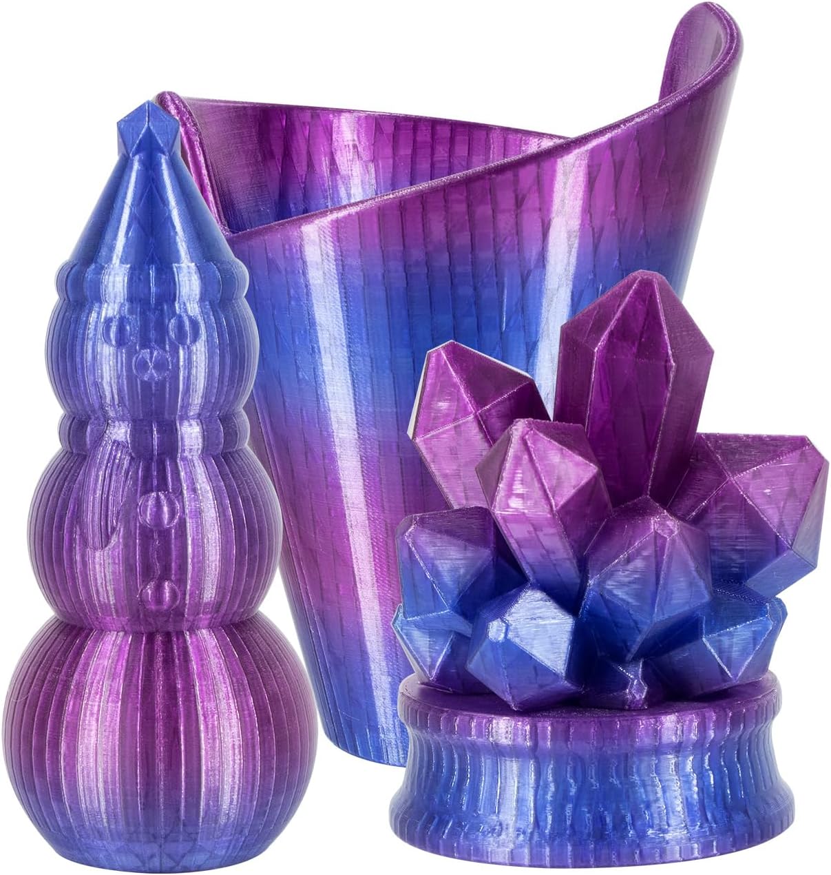 3D Printer PETG Filament Transparent 1.75mm High Light Transmittance 3D Printing Filament,Print Speed 30-600mm/s PETG Filament,Transparent Blue Purple 3D Printer Filament 1KG