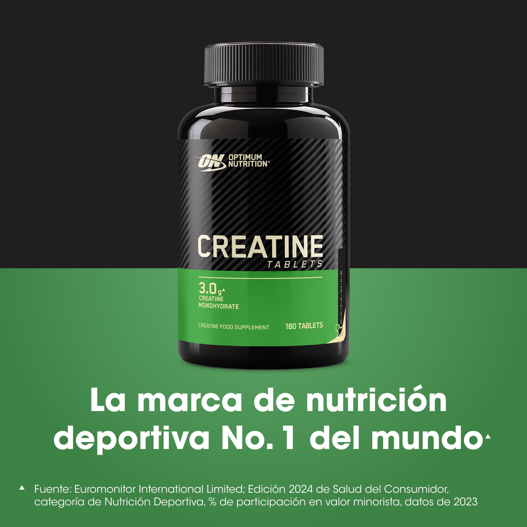 Optimum Nutrition Creatine – 3 g de Monohidrato de Creatina por Porción para Apoyar el Rendimiento durante el Entrenamiento de Alta Intensidad – 60 Raciones (180 Comprimidos)