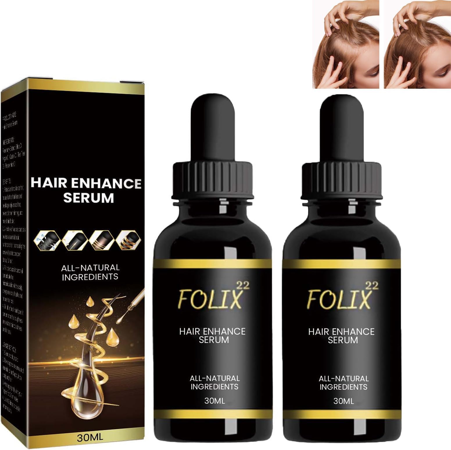 Folix22 Hair Growth Serum, 2024 New Formula, Natural Hair Oil for Thinning and Repair, 2PCS (Unscented)