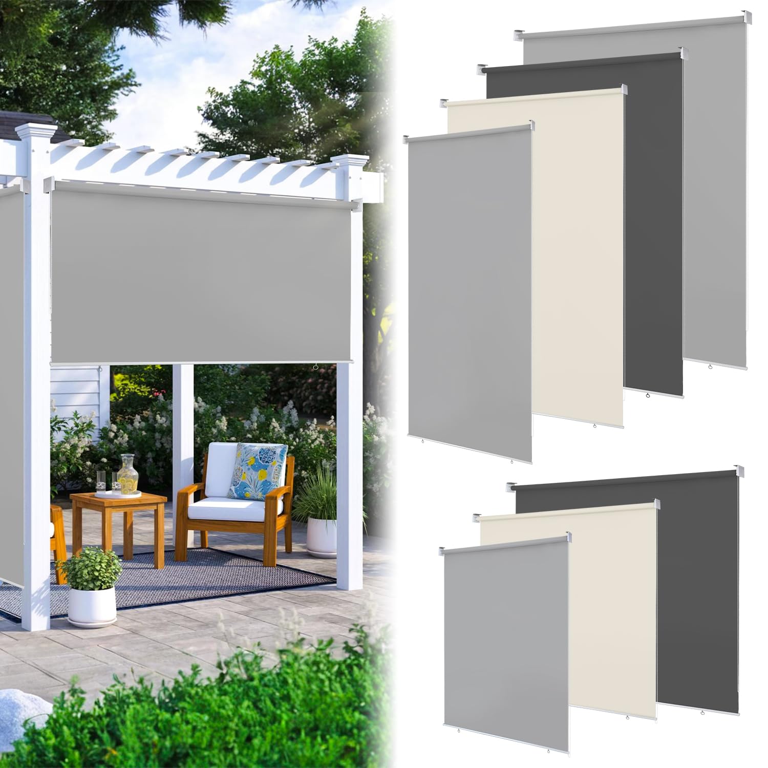 Tenda Da Sole Verticale ISOISL 160x240cm - Protezione UV Per Balcone, Terrazza E Giardino (Beige) - Foto 8