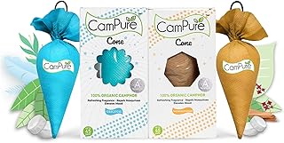 CamPure MANGALAM Camphor Cone (1 Original + 1 Sandalwood) Pack Of 2-100% Organic | Air Freshener For Car, Wardrobe, Office Cabin's, Drawers, Travel Bag & Bathroom, Granule, 120 Gm Price in India