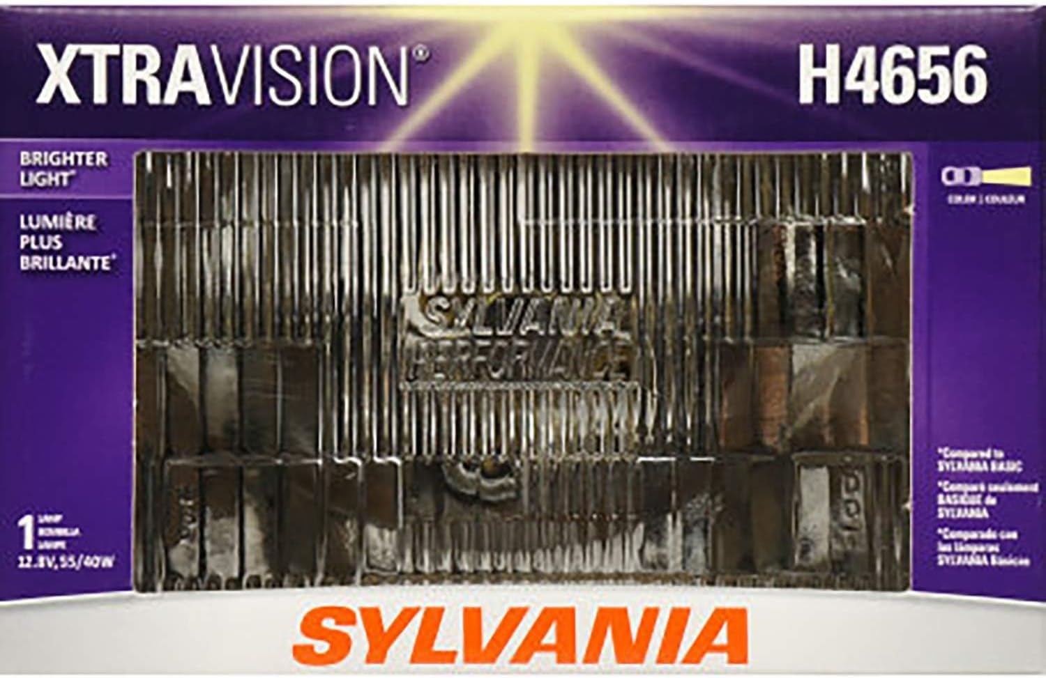 H4656 XtraVision Sealed Beam Headlight - Halogen Headlight Replacement 100x165 Delivers More Downroad Visibility (Contains 1 Bulb)
