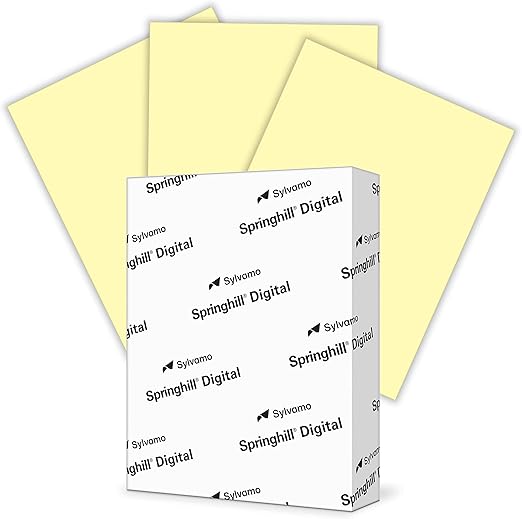Springhill 8.5” x 11” Canary Yellow Colored Cardstock Paper, 90lb, 163gsm, 250 Sheets (1 Ream) – Premium Lightweight Cardstock, Smooth Finish Printer Paper for Cards, Flyers, Scrapbooking – 035100R
