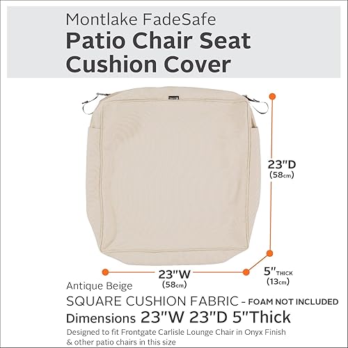 Miniatura 3 de Classic Accessories Montlake - Funda deslizante resistente al agua de 23 x 23 x 5 pulgadas para cojín trasero de exterior, funda para cojín de