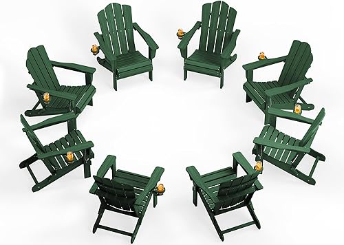 Vista 66 de KINGYES - Silla Adirondack plegable, sillas de patio de polietileno de alta densidad para todo tipo de clima, silla de césped con textura de madera