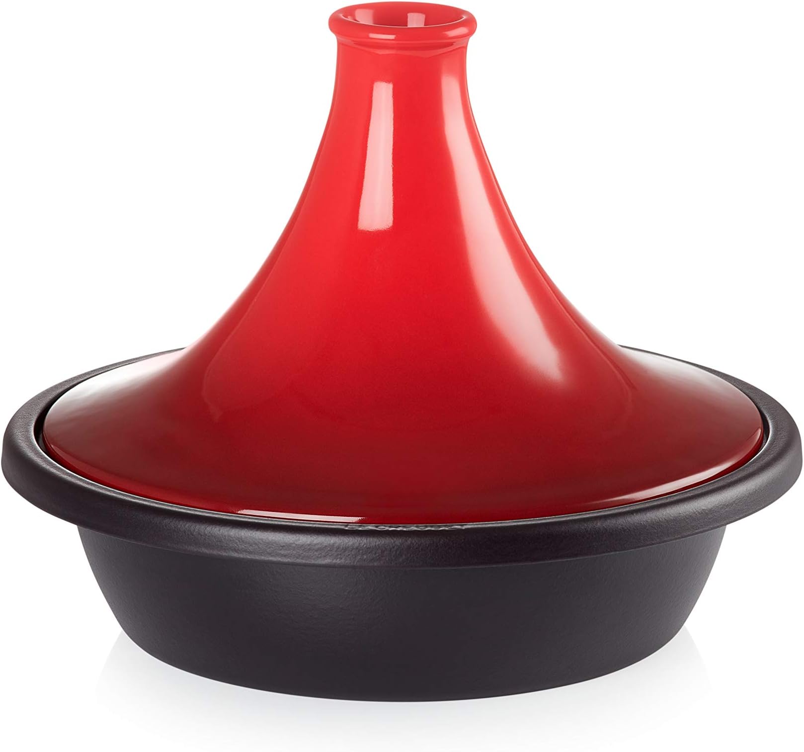 Tagine with Cast Iron Base and Stoneware Funnel Lid, Dishwasher and Oven Safe, For All Hob Types, 31 cm Base, 3.3 Litre, Cerise, 25138310600422