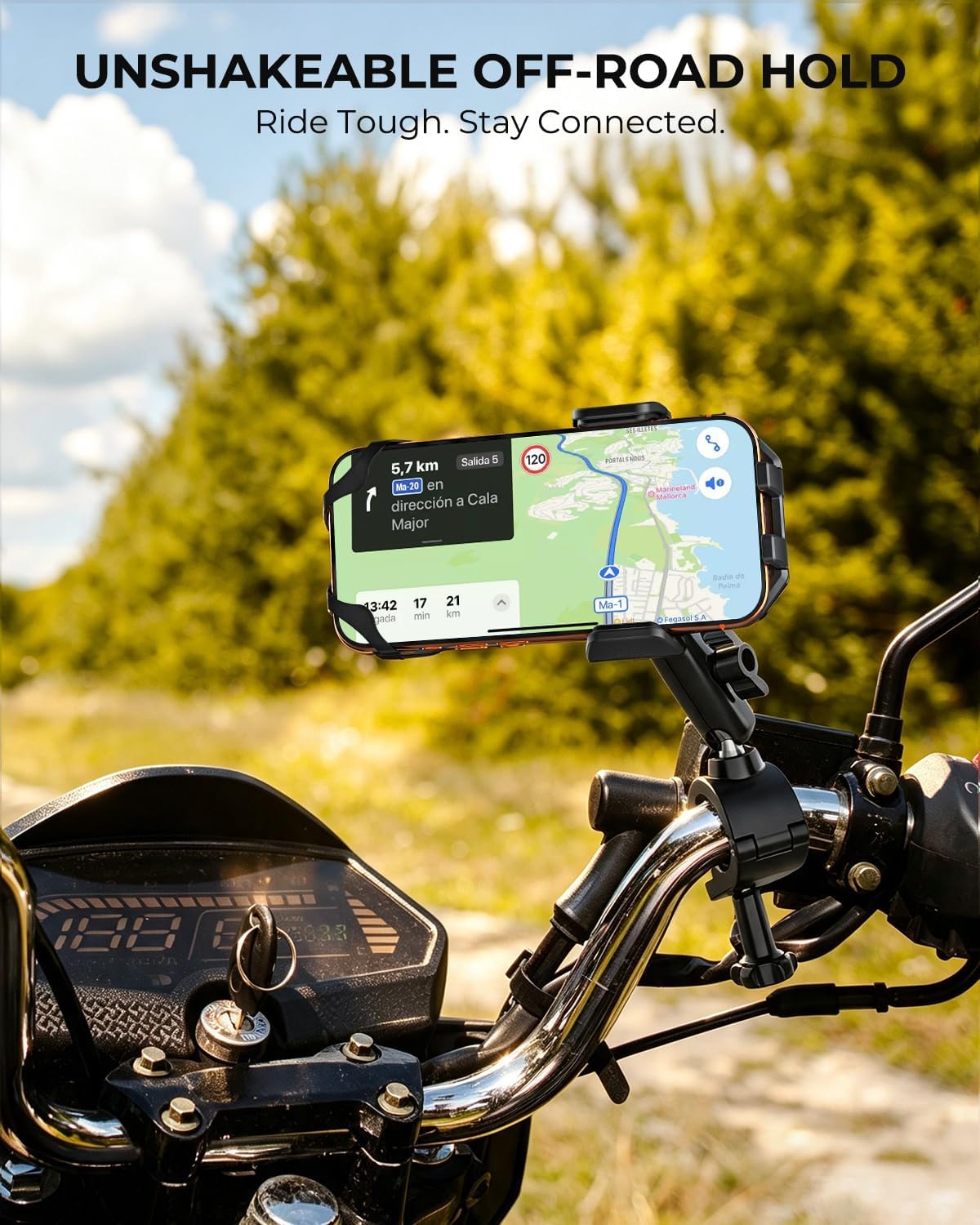 Metal ATV Phone Mount, Anti-Vibration Handlebar Holder