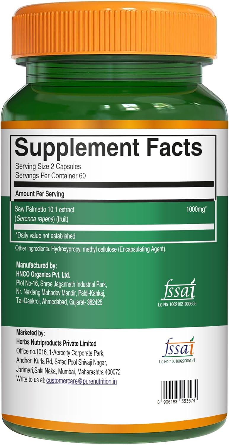 Pure Nutrition Saw Palmetto 10:1 Extract, 5000mg Strength | 120 Veg Caps | Prostate Support | Once Daily Prostate Supplement for Men - Image 8