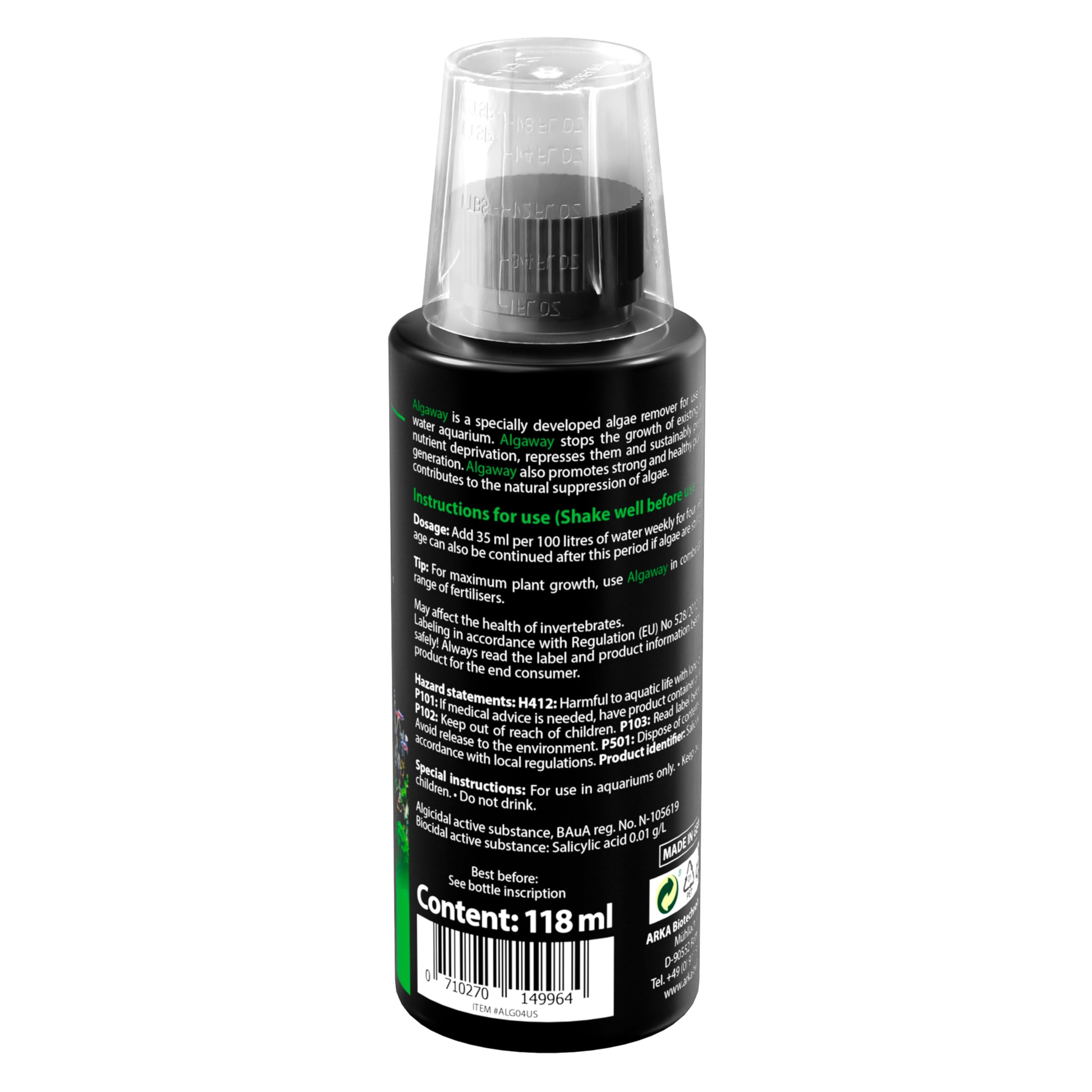 Aquarium Algae Remover 118 ml, eliminates green, hair & spot algae fast, copper-free & plant safe - Image 2