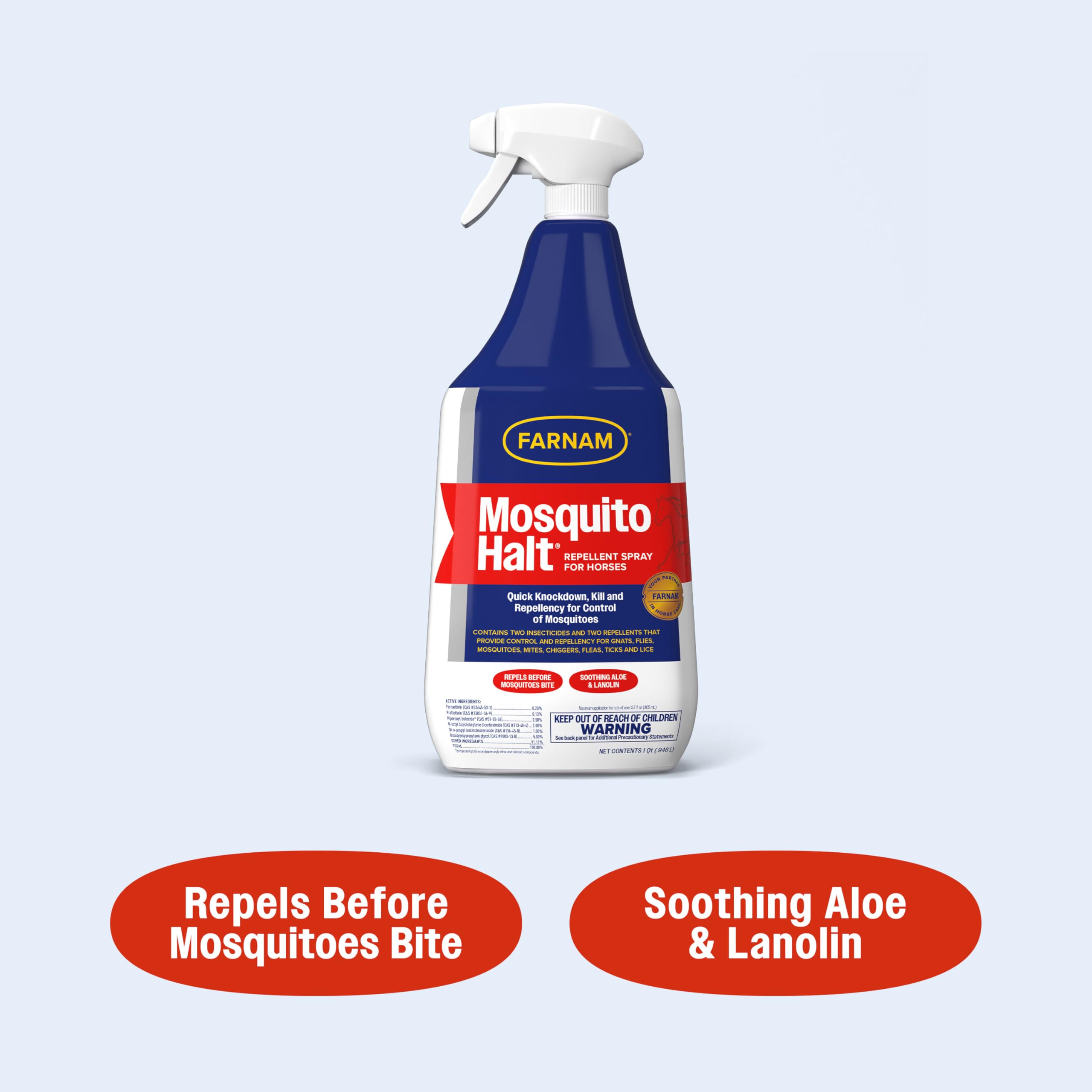 Farnam Mosquito Halt Repellent Spray for Horses, Quick Knockdown Against Mosquitoes, Flies and More, 32 fl oz - image 7