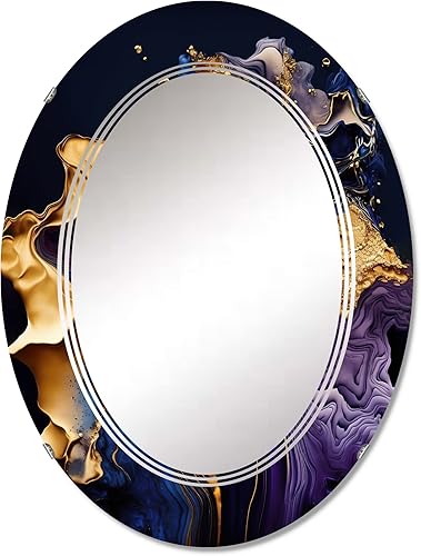 DesignQ Espejo de tocador con geoda de mármol abstracto, espejo de baño, espejos de pared para sala de estar, dormitorio, espejo ovalado, grande, 20