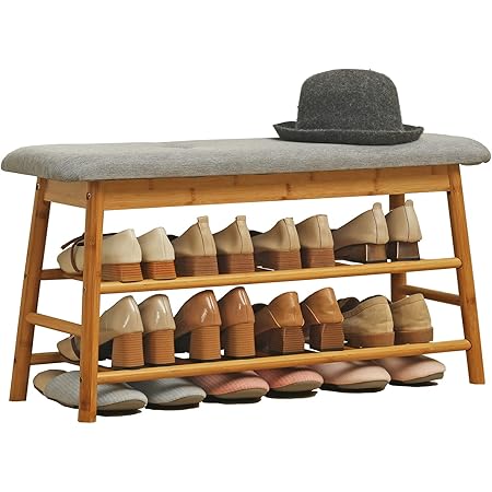 Amazon Co Jp Zhzj 玄関ベンチ シューズラック 収納ベンチ 収納スツール 玄関収納 3段階 竹製 幅90 奥行27 高さ44cm 隠す 収納 靴収納 靴入れ 靴棚 エントランスベンチ 大容量収納 省スペース おしゃれ 下駄箱 ホーム キッチン